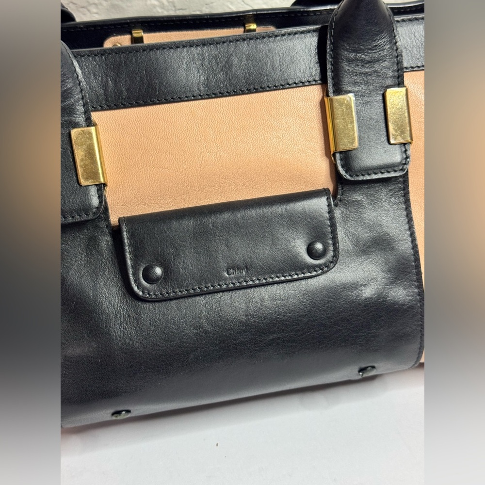 Chloe Alice Satchel Hand Bag Leather 2way Black Pink - Picture 5 of 14